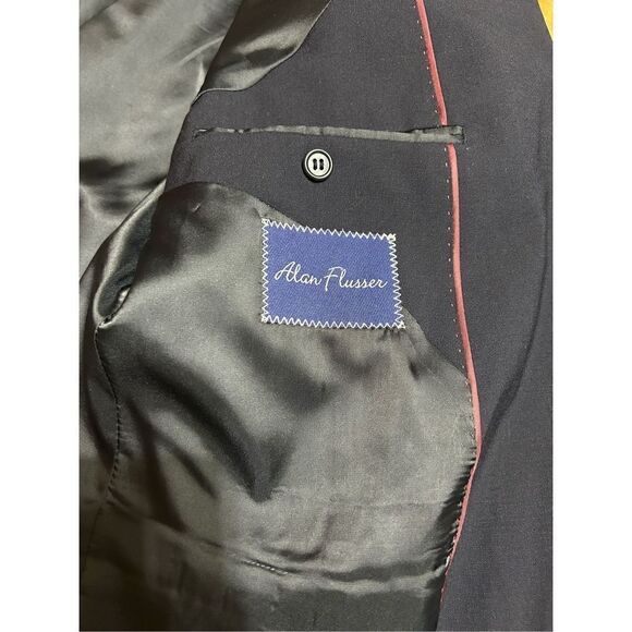 Alan Flusser Wool 2 Gold Button Blazer 44L Blue - Picture 5 of 10